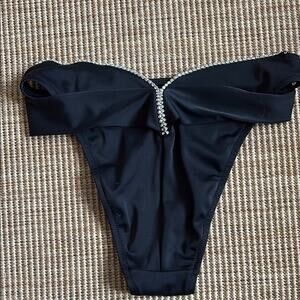 La Perla Black Bikini Bottom with Rhinestone Diamonds Size XS